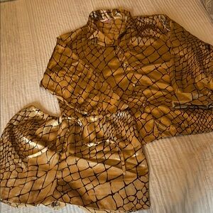 Victoria's Secret Gold and Black Pajama Set